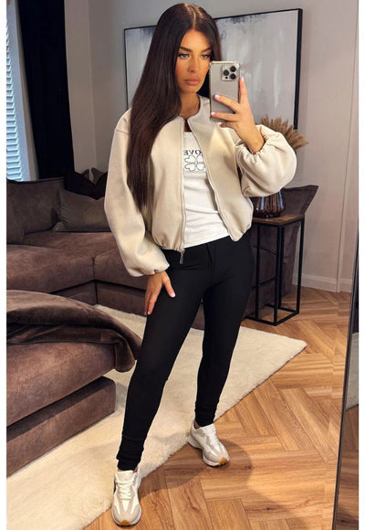 Soft Bomber Jacket Beige