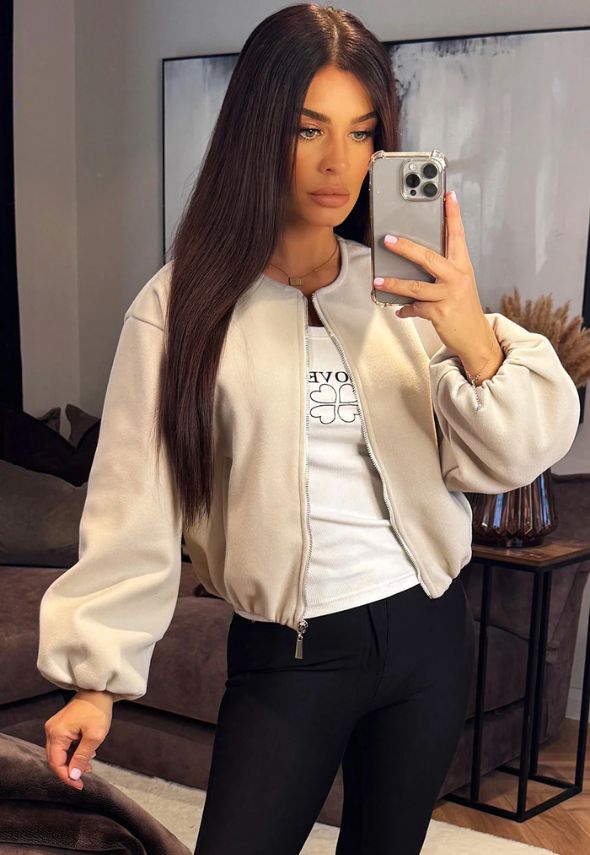 Soft Bomber Jacket Beige