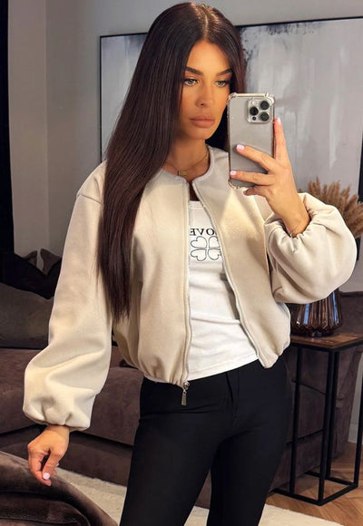 Soft Bomber Jacket Beige