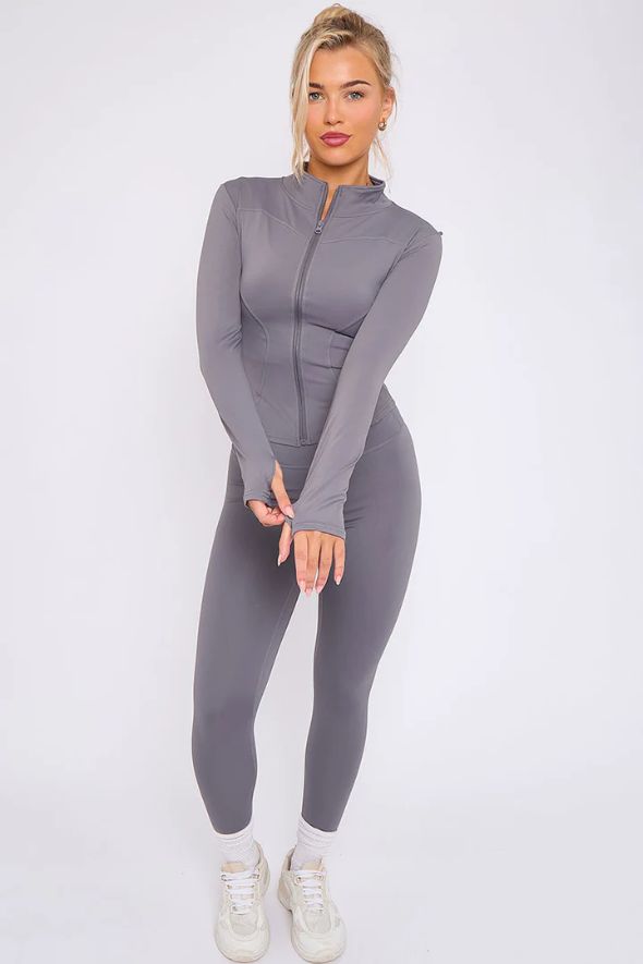 Active Top And Legging Energy Gym Set - Slate Grey