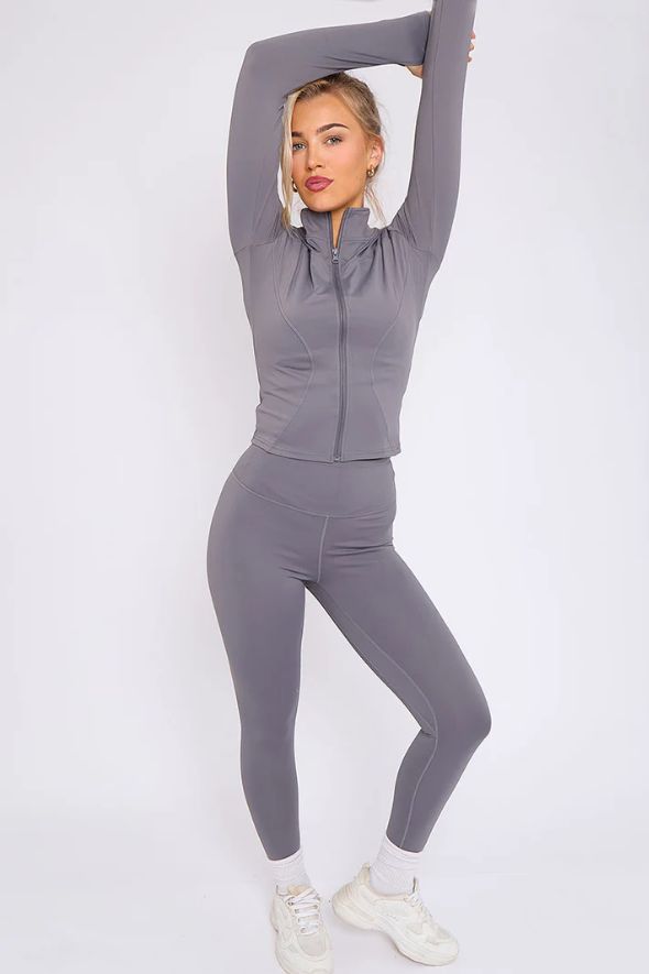 Active Top And Legging Energy Gym Set - Slate Grey