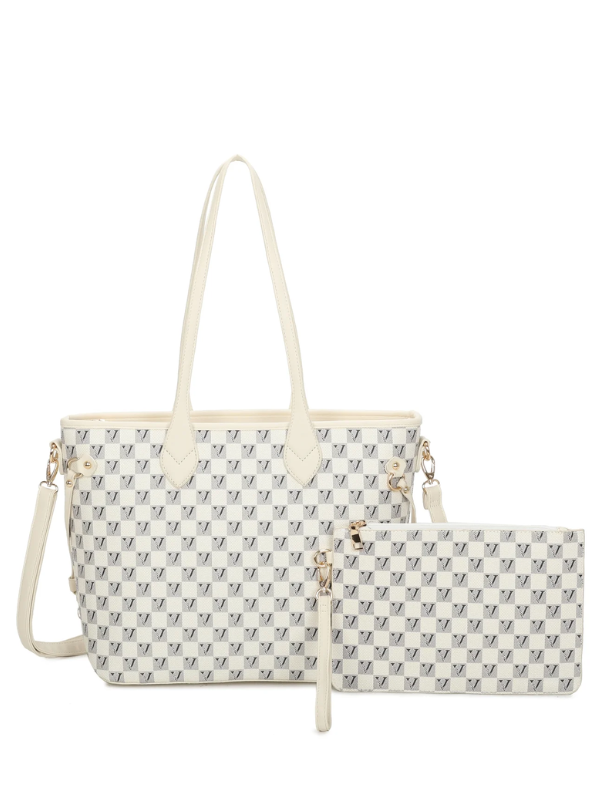 Checked Shoulder Bag White