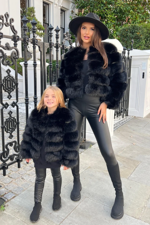 Black Childrens Faux Fur Coat