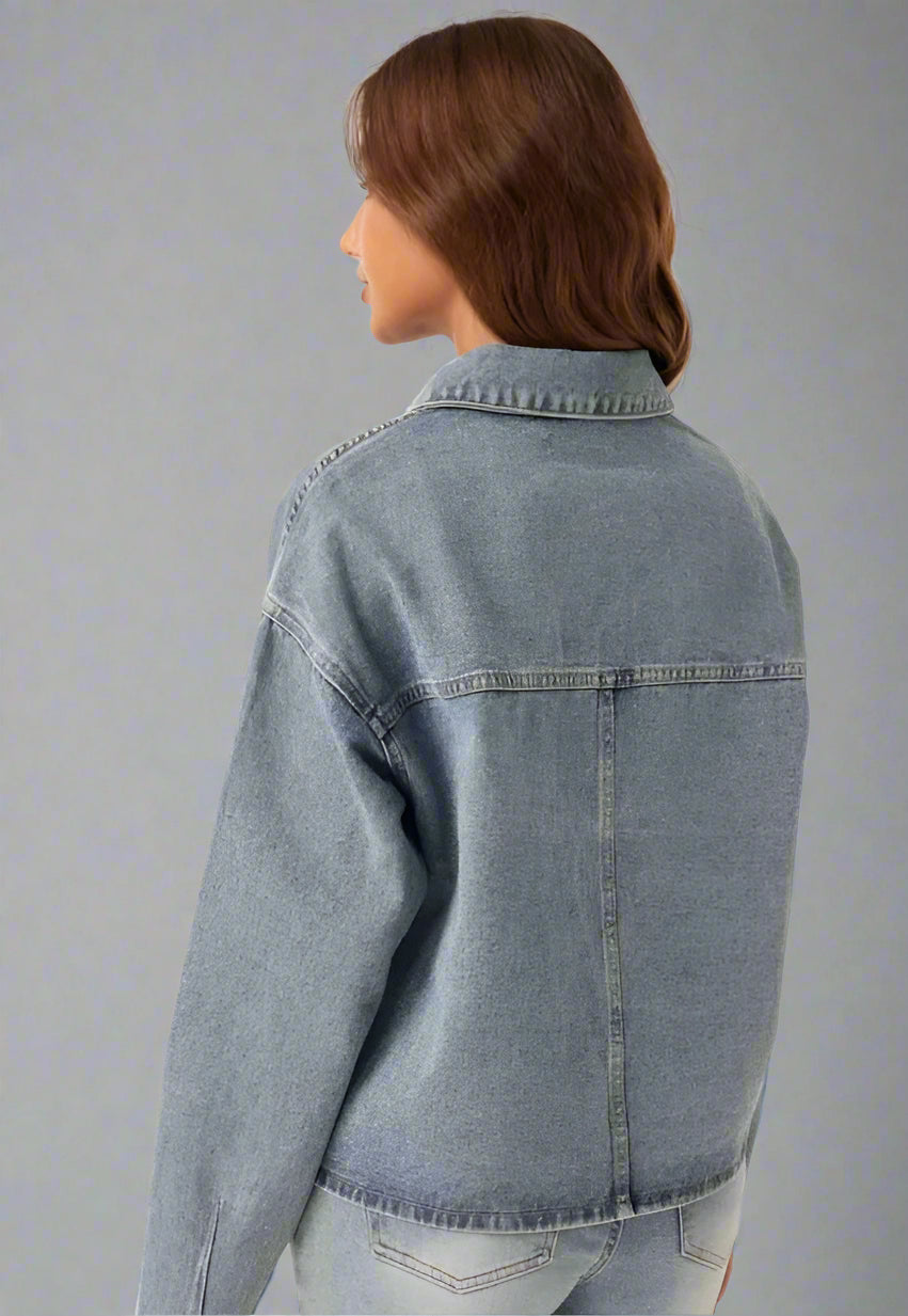 Front Knotted Denim Jacket