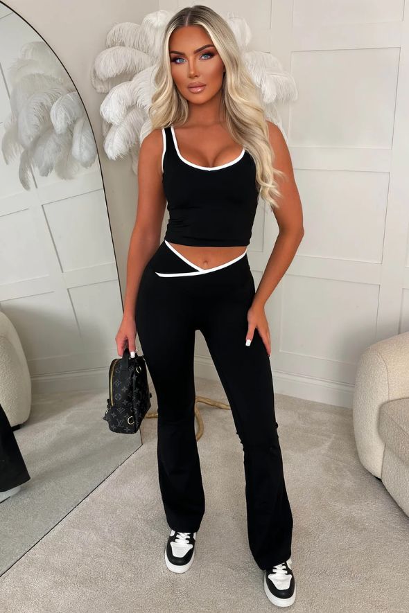 Black Contrast Edge Activewear Set