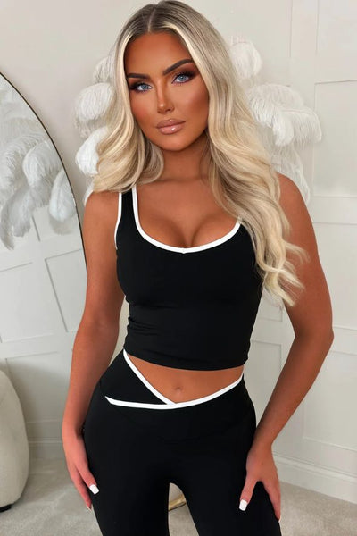 Black Contrast Edge Activewear Set