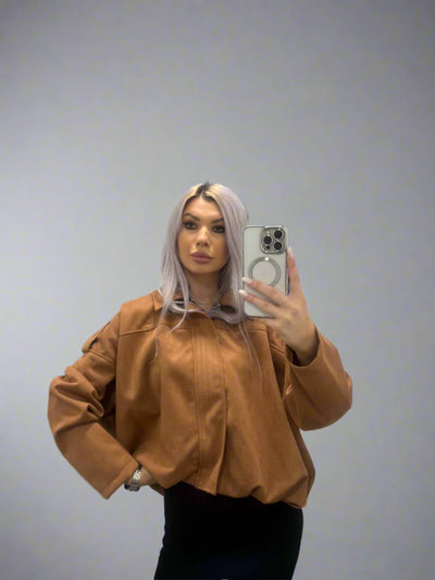 New Romantic Suedette Bomber Jacket Sand