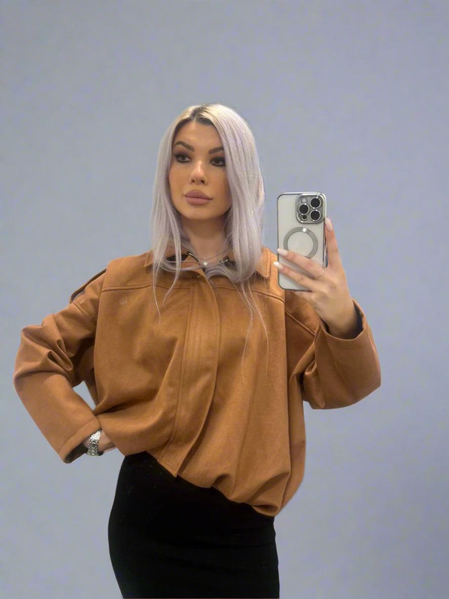 New Romantic Suedette Bomber Jacket Sand