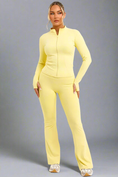 Flare Trouser And Zip Up Sports Jacket Co Ord Yellow