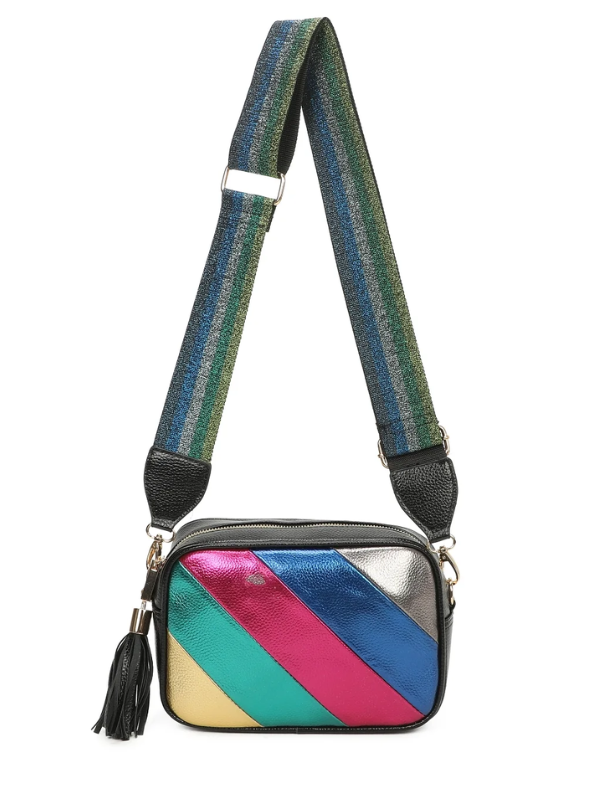 Metallic Stripes Crossbody Bag Black 1