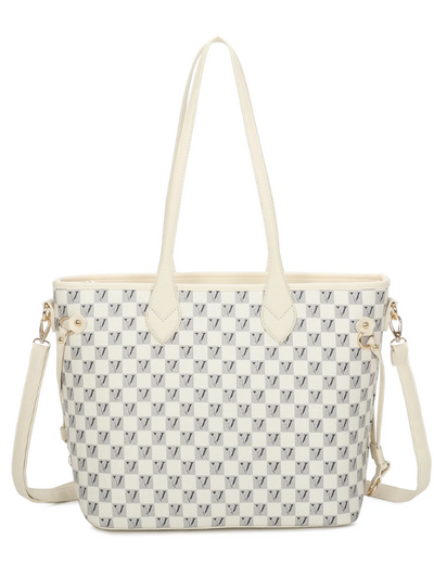 Checked Shoulder Bag White