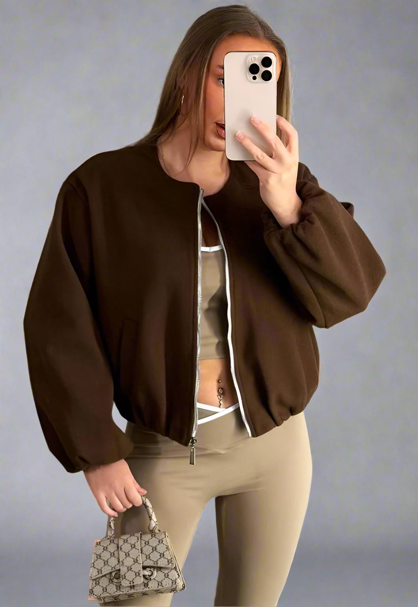 Soft Bomber Jacket Brown