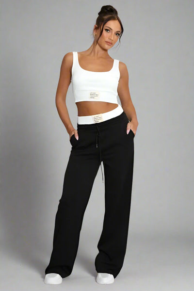 Contrast Bralet and Trouser Set Black