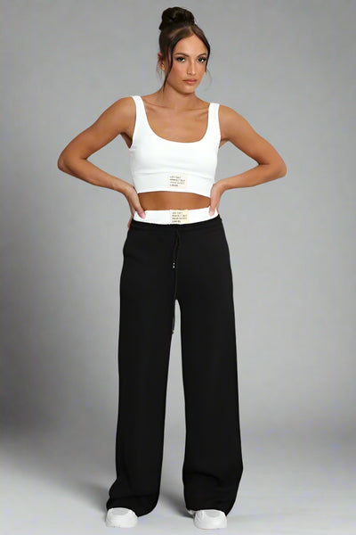 Contrast Bralet and Trouser Set Black