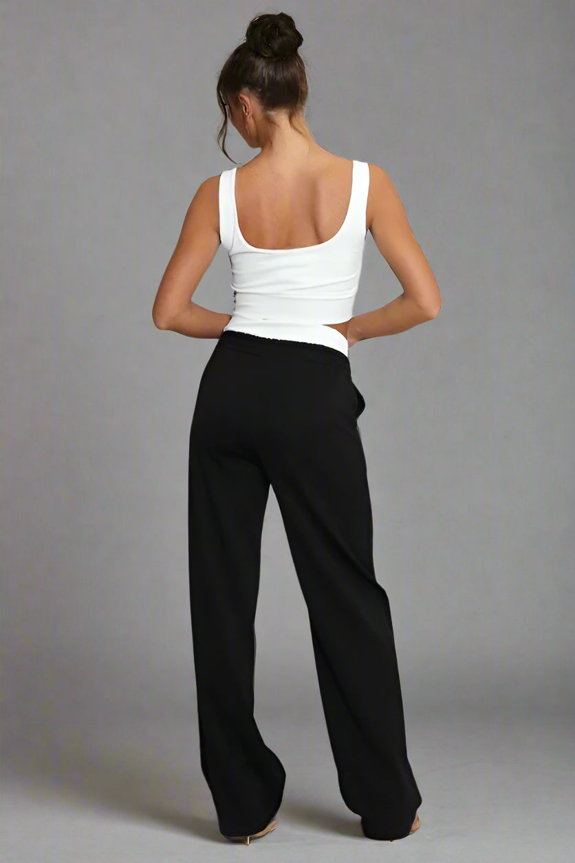 Contrast Bralet and Trouser Set Black