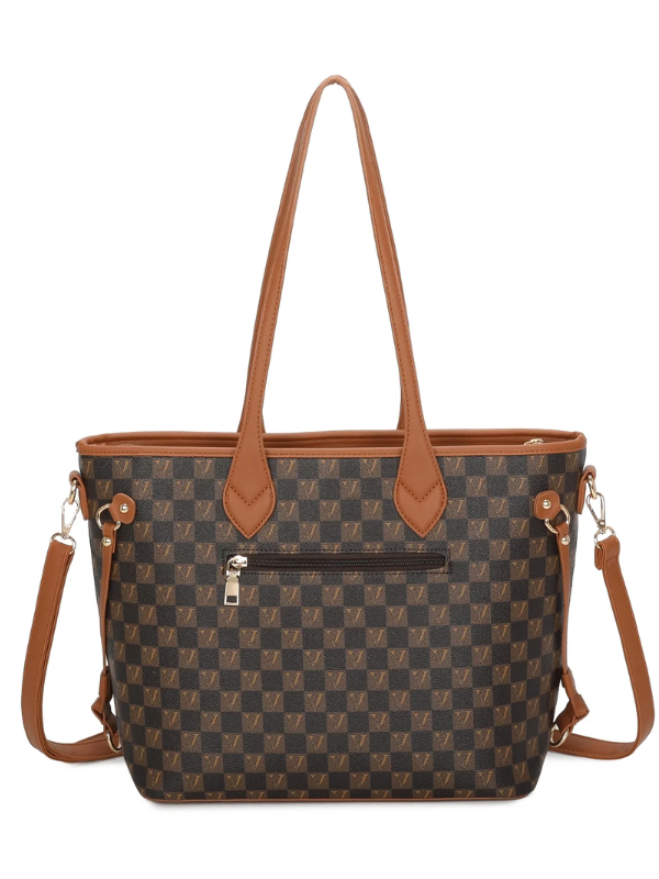 Checked Shoulder Bag Brown