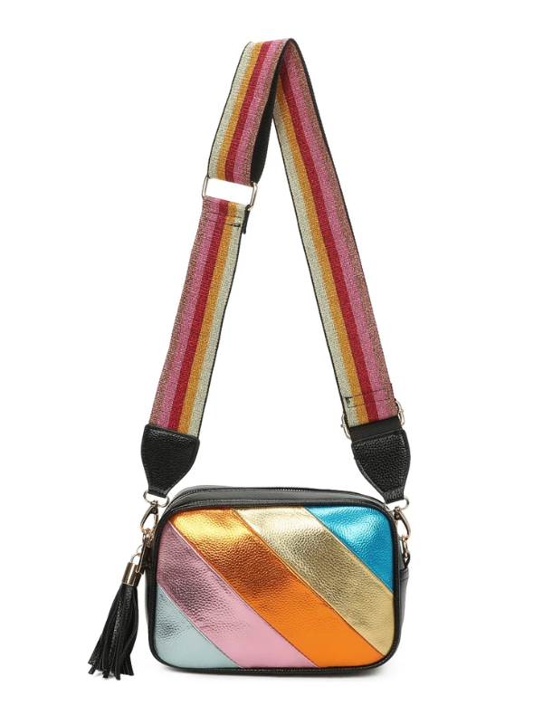 Metallic Stripes Crossbody Bag Black 3