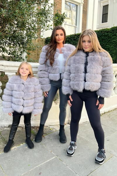 Light Grey Childrens Faux Fur Coat