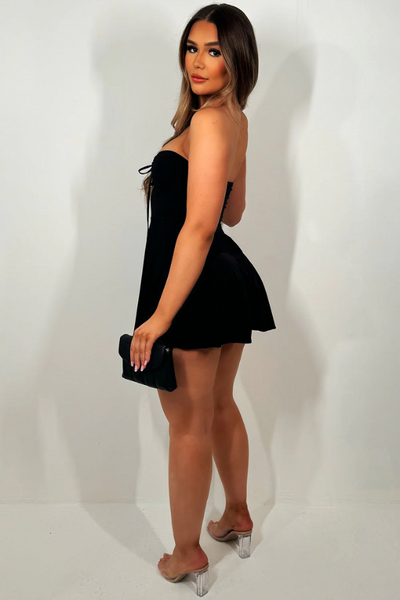 Black Bandeau Skater Dress