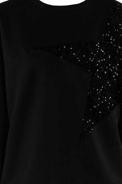 Star Sequin Sweatshirt And Trouser Co-Ord Black