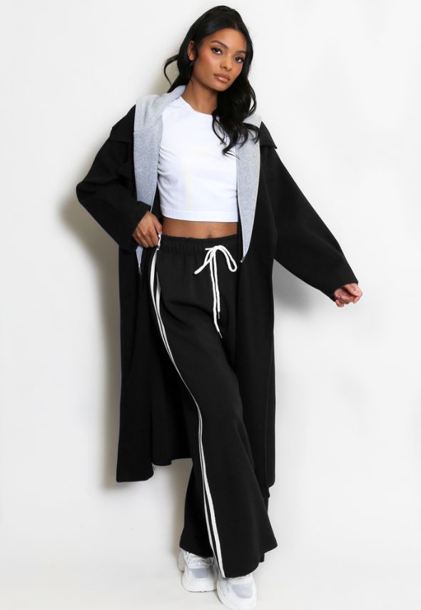 Side Stripe Wide Leg Trouser Black
