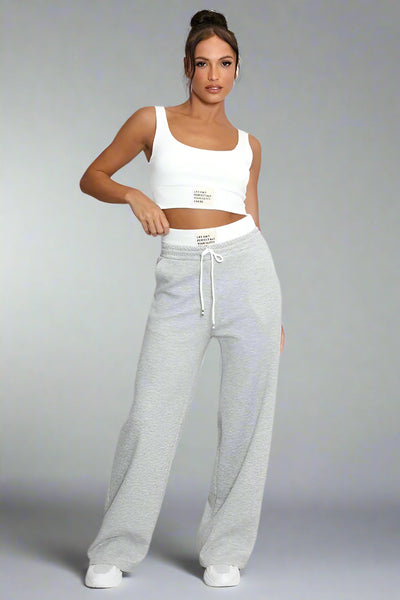 Contrast Bralet and Trouser Set Marl Grey