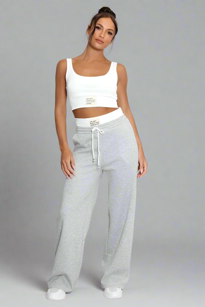 Contrast Bralet and Trouser Set Marl Grey