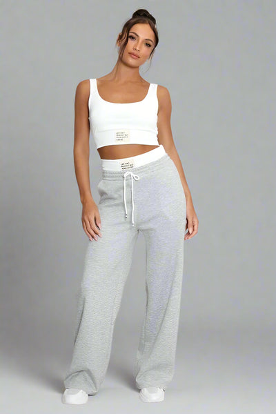 Contrast Bralet and Trouser Set Marl Grey