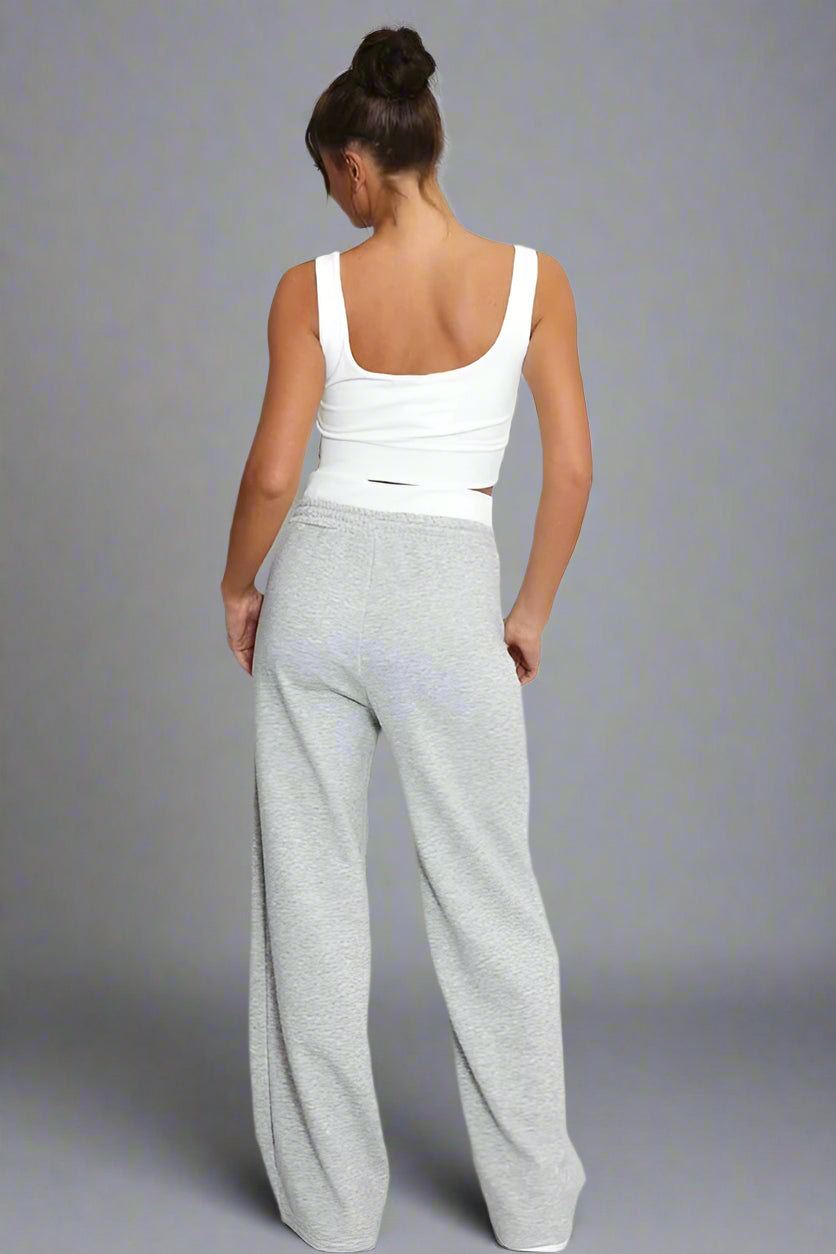 Contrast Bralet and Trouser Set Marl Grey