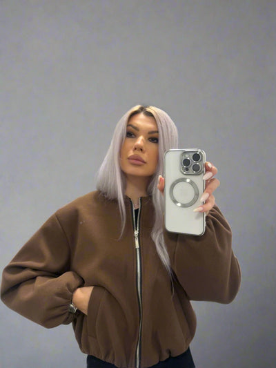 Oversized Bomber Jacket Brown