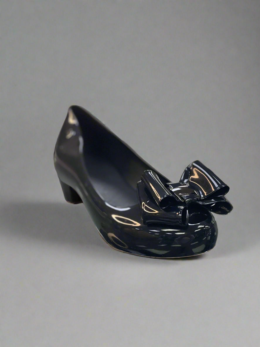 Bow Gloss Jelly Pumps- Black