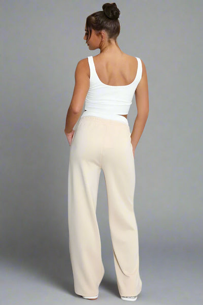Contrast Bralet and Trouser Set Beige