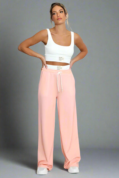 Contrast Bralet and Trouser Set Pink