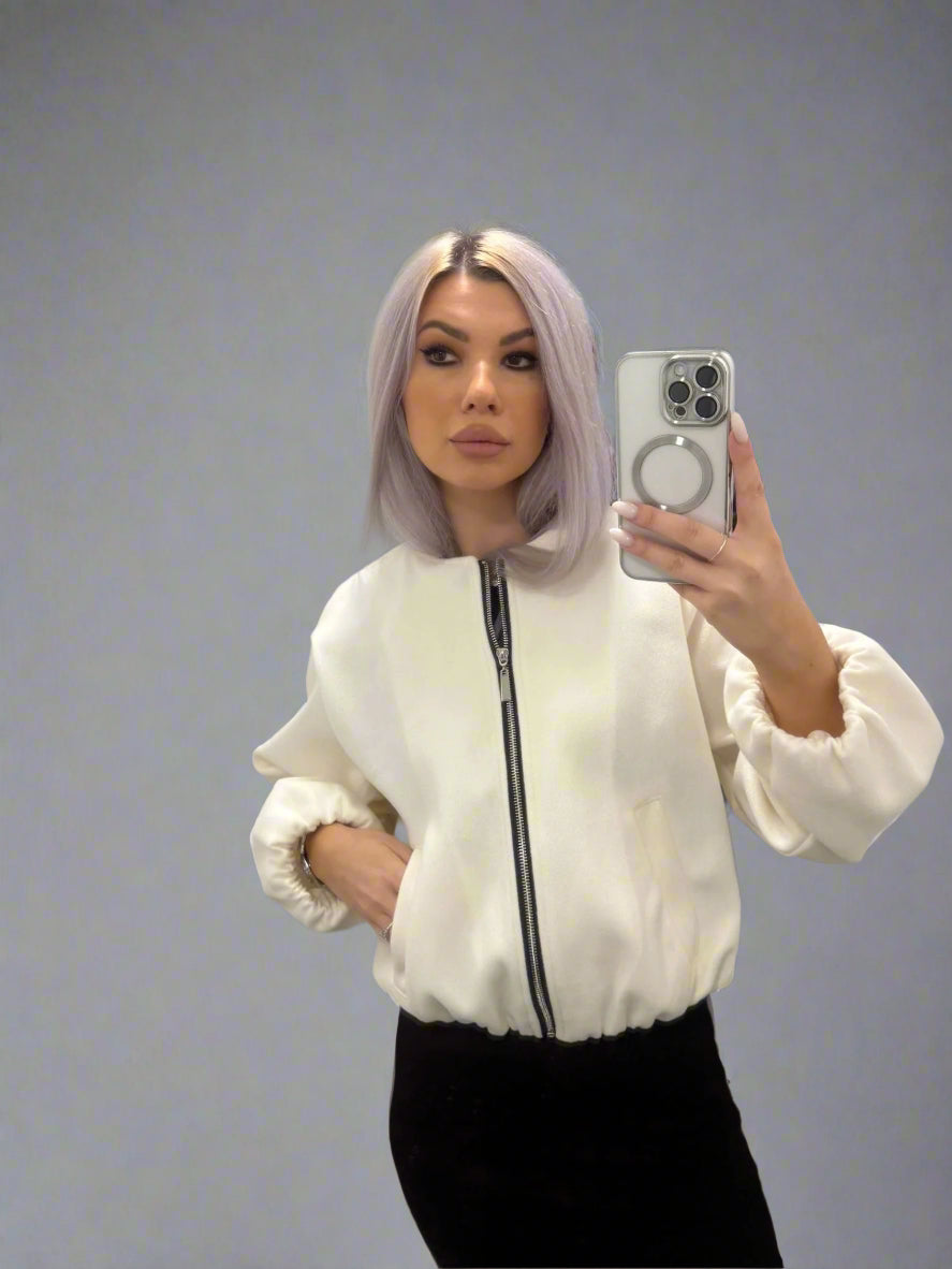 Oversized Bomber Jacket Off White