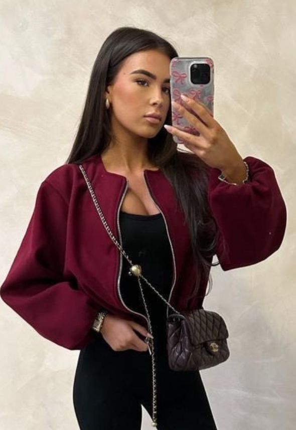 Relaxed Bomber Jacket Burgundy