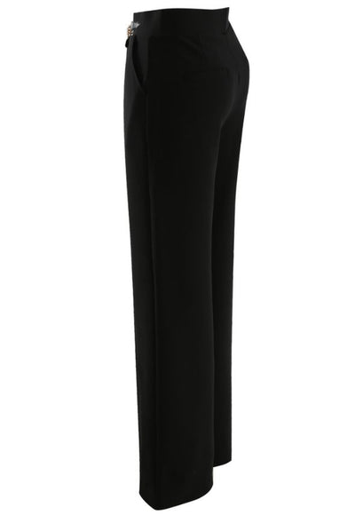 Chain Trim High Waist Wide Leg Trouser