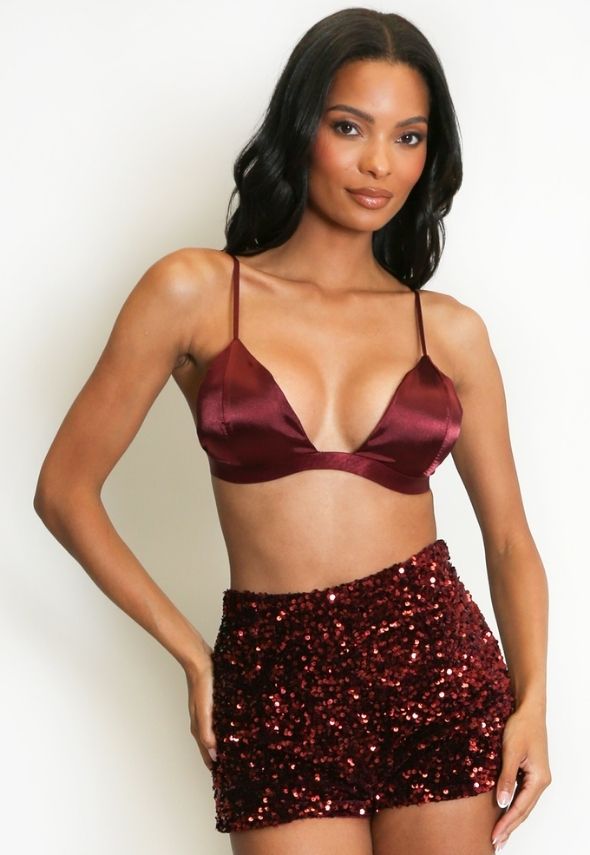 Luxe Satin Bralet Wine