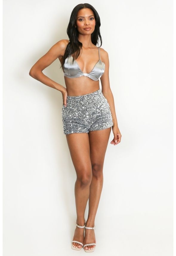 Luxe Satin Bralet Silver