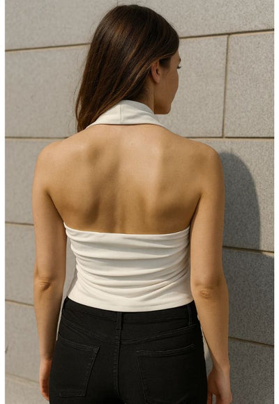 Starfish Halter Neck Slinky Top Cream