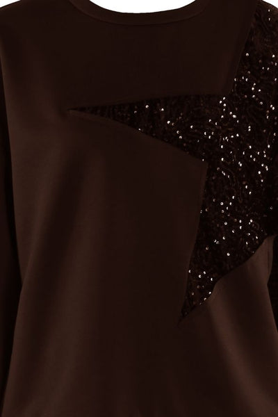 Star Sequin Sweatshirt And Trouser Co-Ord Brown