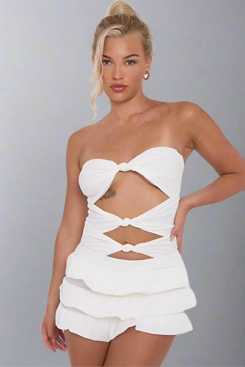 Knot Front Mini Dress White