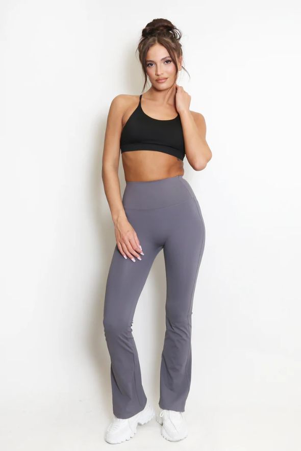 Elasticated Waist Flare Trouser - Slate Grey