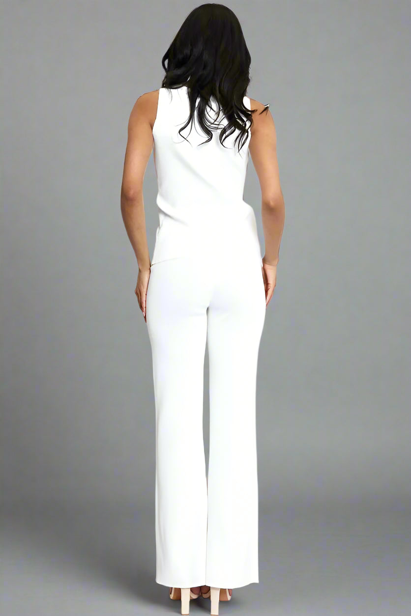 Knit Waistcoat & Flare Trouser Set White