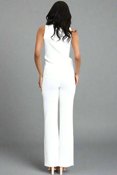 Knit Waistcoat & Flare Trouser Set White