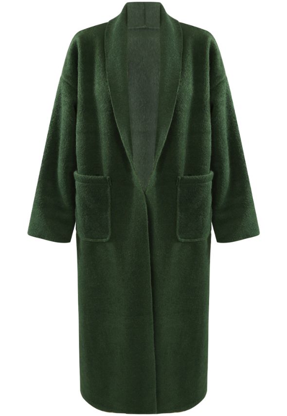 Oversized Long Wool Look Coat Green