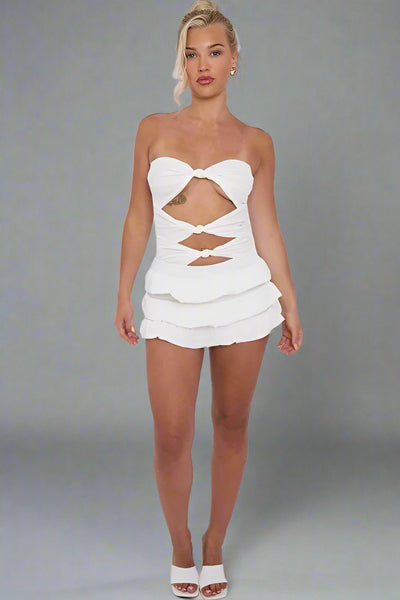 Knot Front Mini Dress White