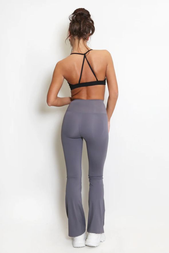 Elasticated Waist Flare Trouser - Slate Grey