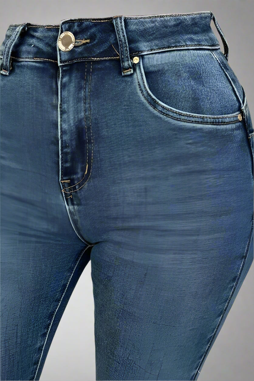 Mid Blue Stretch Push Up Skinny Jeans