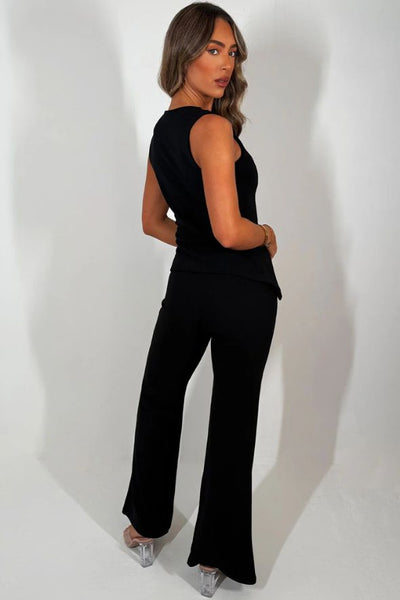 Waistcoat And Trouser Co Ord Two Piece Set Black