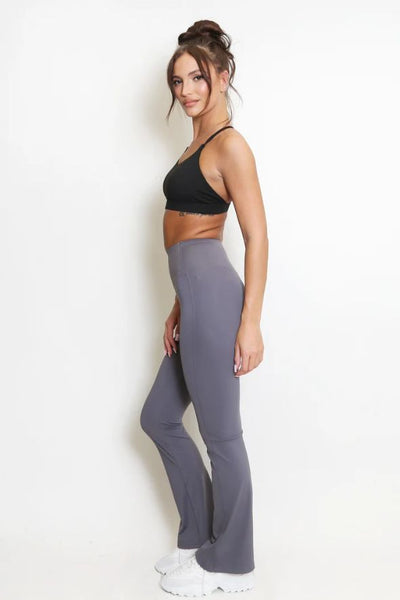 Elasticated Waist Flare Trouser - Slate Grey